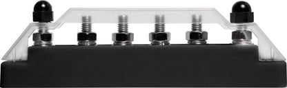 DC Power Connectors Busbar 6 Way 150a M6 Stud Bolt Down Black P2161