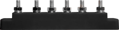 DC Power Connectors Busbar 6 Way 150a M6 Stud Bolt Down Black P2161