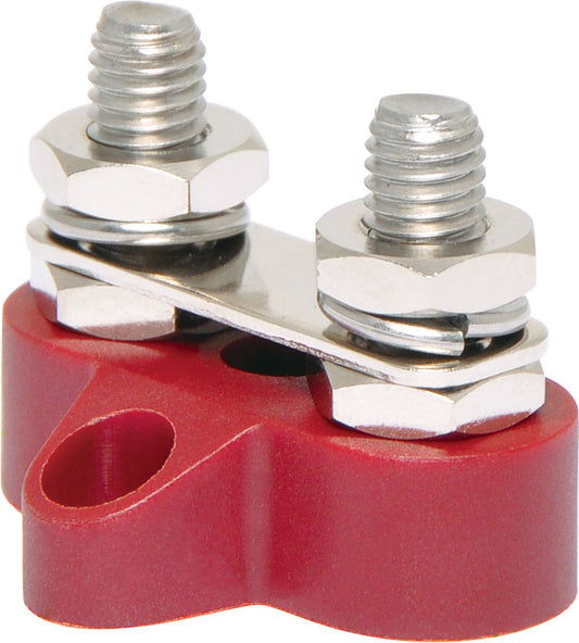 DC Power Connector Dual Red M8 Power Distribution Post with Bridge Plate P2180