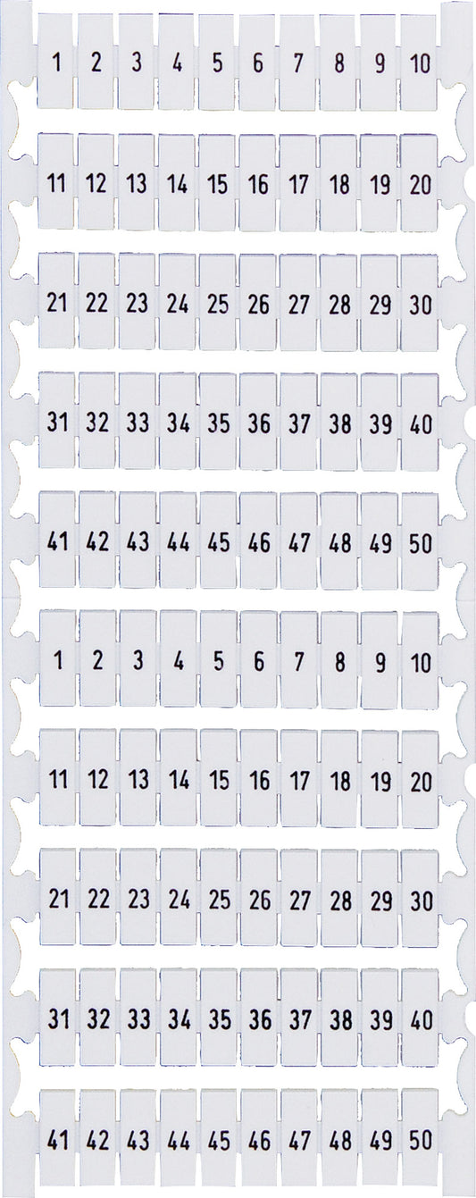 DIN Rail Labels 1-50 Suit 35A Terminals P2381A