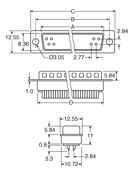 D-Sub Connector DE15 High Density Female Solder Cup P3080