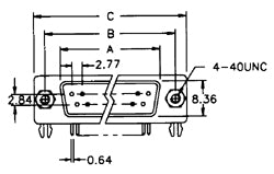 D-Sub Connector DE9 Female PCB Mount 90 Deg. P3030