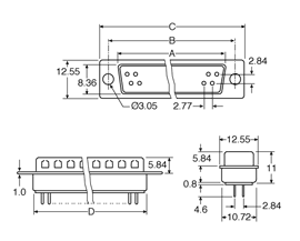 D-Sub Connector DE9 Male PCB Mount P3040