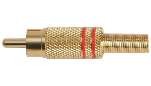 Plug RCA Red Gold Plated 6mm Cable Entry P344