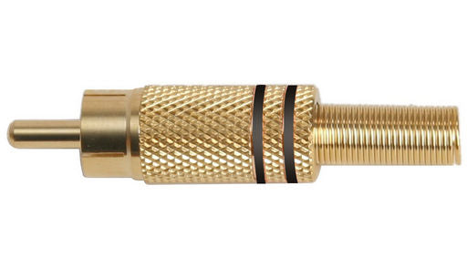 Plug RCA Black Gold Plated 6mm Cable Entry P345