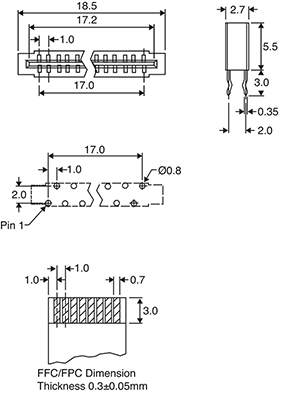 Headers & Shunts 16 Way FFC/FPC Edge Connector PCB Mount P4516A