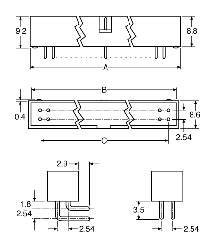 Pluggable Headers 16 Pin Right Angle PCB Mount Boxed Header P5066