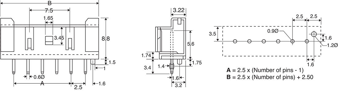 Pluggable Header 3 Way 2.5mm Crimp Housing P5753