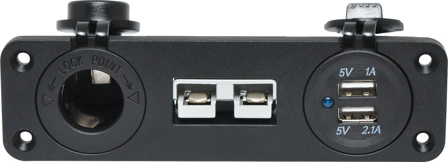 DC Power Connectors Panel Mount Anderson Style With Car Accessory / USB P7812