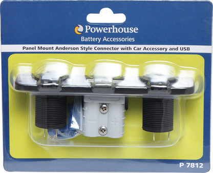 DC Power Connectors Panel Mount Anderson Style With Car Accessory / USB P7812