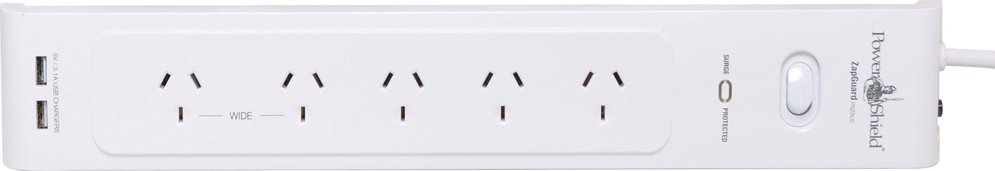 Power Board 5 Way PSZ5U2 Zapguard Surge Protected P8154