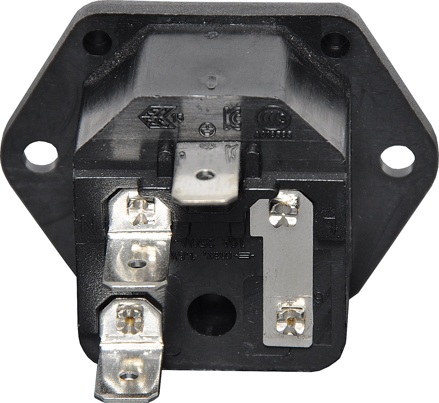 C14 Male Socket Chassis Mount Fused M205 10A IEC P8324