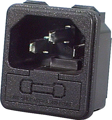 C14 Male Socket Chassis Snap-In Fused M205 10A IEC P8325