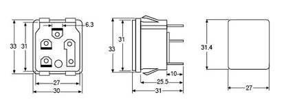 C14 Male Socket Chassis Snap-In Fused M205 10A IEC P8325