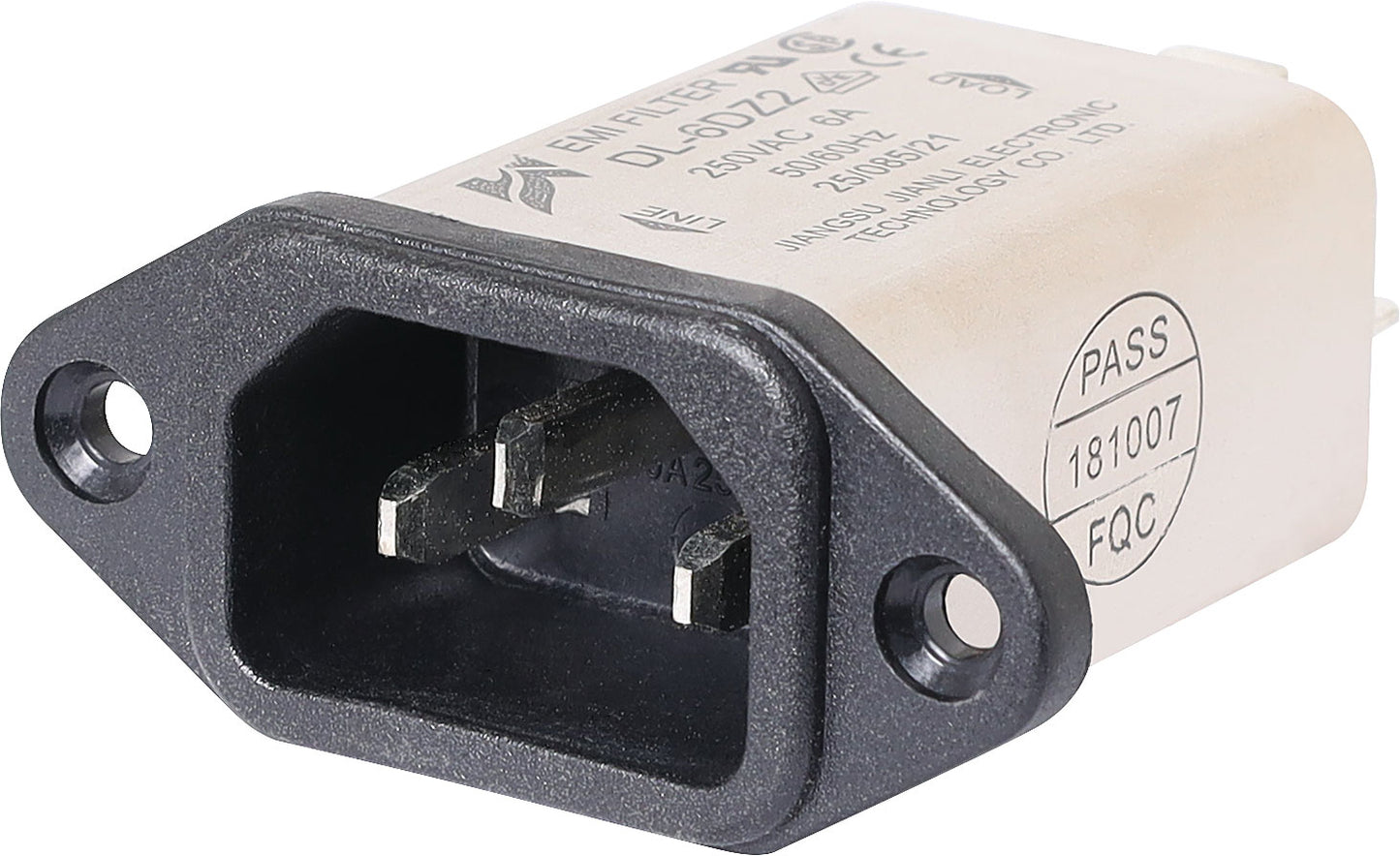 C14 Male Socket Chassis Mount EMI Filter 6A IEC P8352A