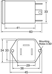 C14 Male Socket Chassis Mount Fused EMI Filter 6A IEC P8370A