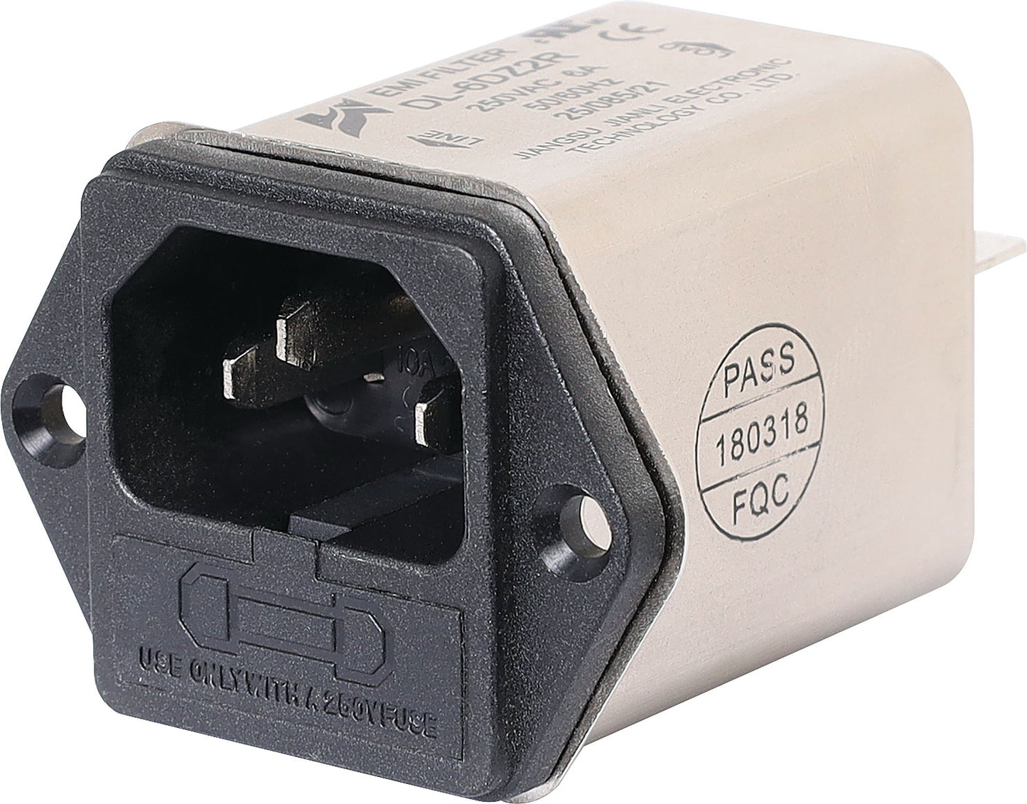 C14 Male Socket Chassis Mount Fused EMI Filter 6A IEC P8370A