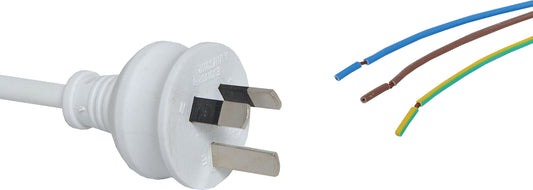 Mains Power Cable Bare Ends 7.5A 3 Pin 2m White P8401C