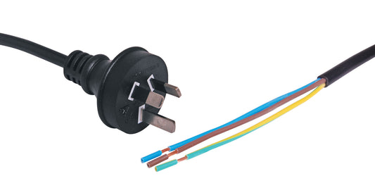 Mains Power Cable Bare Ends 2m 10A 3 Pin Black P8405E