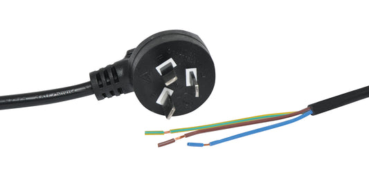Mains Power Cable Bare Ends 90° 2m 7.5A 3 Pin Black P8428