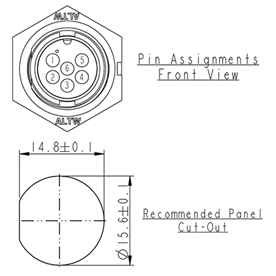 Circular Connector 6 Pin 5A Locking Male Chassis IP67 Waterproof Plug P9466A