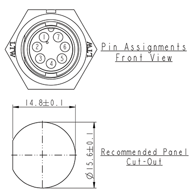 Circular Connector 7 Pin 5A Locking Male Chassis IP67 Waterproof Plug P9467A