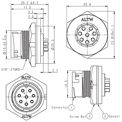 Circular Connector 8 Pin 5A Locking Male Chassis IP67 Waterproof Plug  P9468A