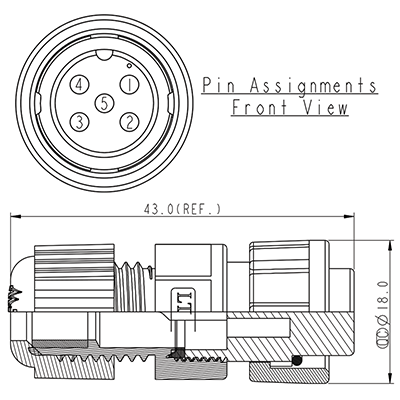 Circular Connector 5 Pin 5A Locking Female Line IP67 Waterproof Socket P9485