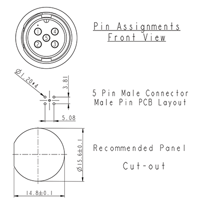 Circular Connector 5 Pin 5A Locking Male PCB IP67 Waterproof Plug P9495