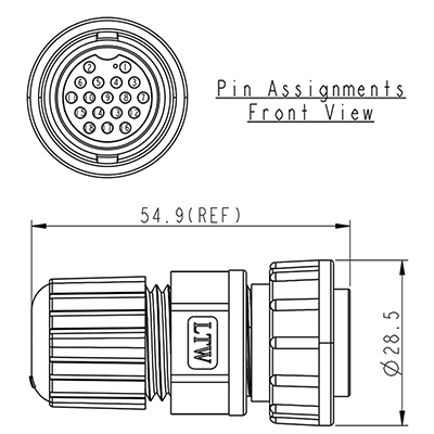 Circular Connectors 18 Pin 5A Locking female Line IP67 Waterproof Socket P9507