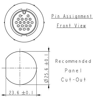 Circular Connectors 18 Pin 5A Locking Male Chassis IP67 Waterproof Plug P9546