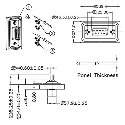 D-Sub Connector DE9 Female PCB IP67 Rated P9654