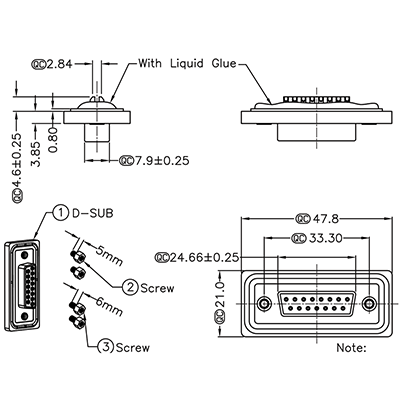 D-Sub Connectors DA15 Female Solder Cup IP67 Rated P9660