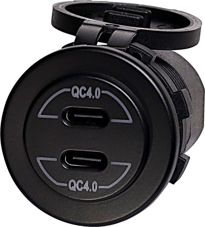 USB Charging Panel Mount Socket Dual USB-C QC4.0 PC0667