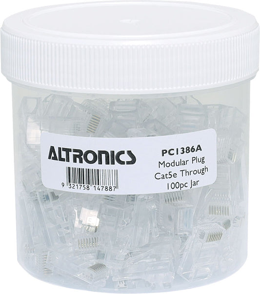 Modular RJ Connector RJ45 Modular Plug Cat5e Through Hole 8P8C Pk 100 PC1386A