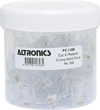 Modular RJ Connector RJ45 Modular Plug Cat6 (Suit Solid Cable) 8P8C 100 Pk PC1388