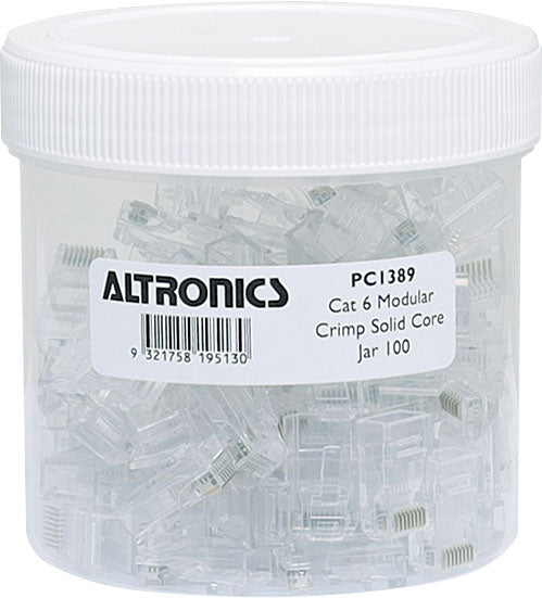 Modular RJ Connector RJ45 Modular Plug Cat6 Through Hole 8P8C Pk 100 PC1389