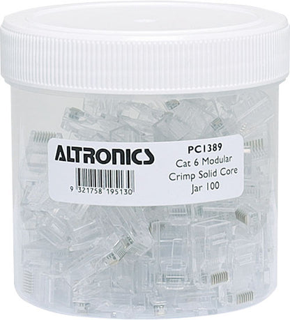 Modular RJ Connector RJ45 Modular Plug Cat6 Through Hole 8P8C Pk 100 PC1389