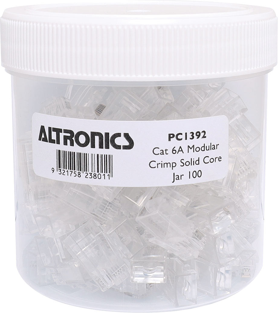 Modular RJ Connector RJ45 Modular Plug Cat6A Through Hole Jar 100pcs 8P8C PC1392