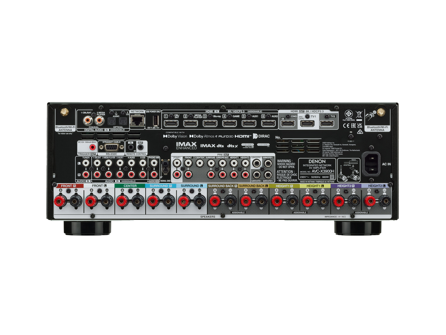 Denon Cinema Amplifier 9.4ch 9x105w 6x8k Hdmi 4xsub Pre Out AVC-X3900H