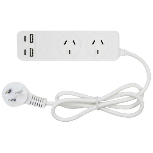 Power Board 2 Way With 2X USB & 2x USB-C Ports PT2USB3AC