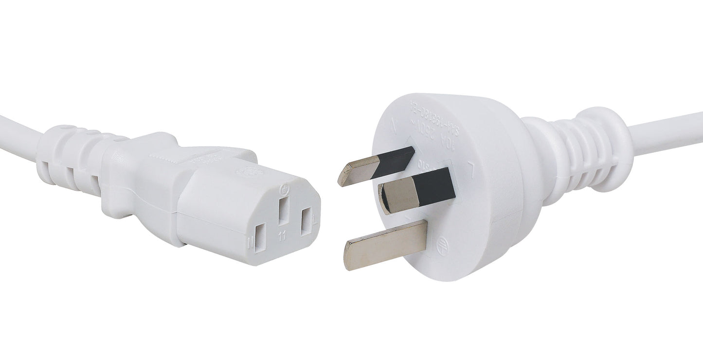 Appliance Mains Power Cable IEC C13 7.5A 3 Pin 2m White PW8438