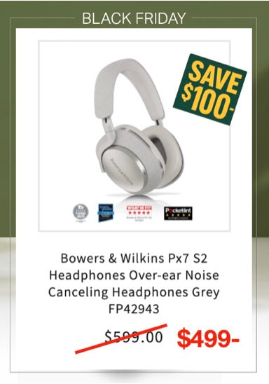 Bowers & Wilkins Px7 S2 Headphones Over-ear Noise Canceling Headphones Grey FP42943