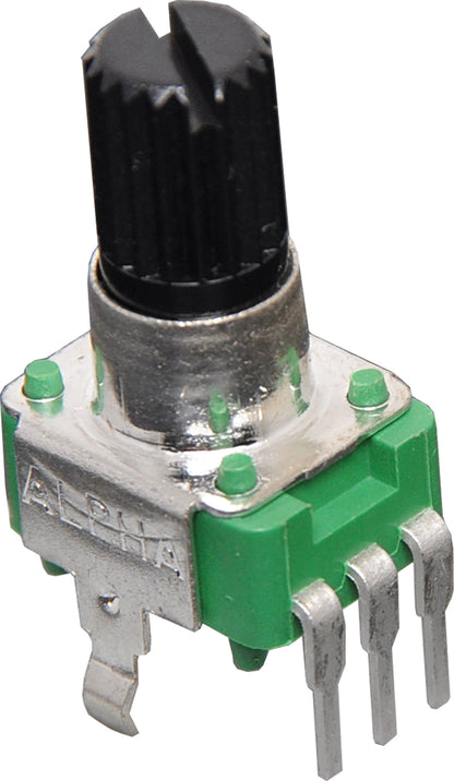 Potentiometer 50k Lin 18T Spline 9mm Single Vertical Short PCB R1977