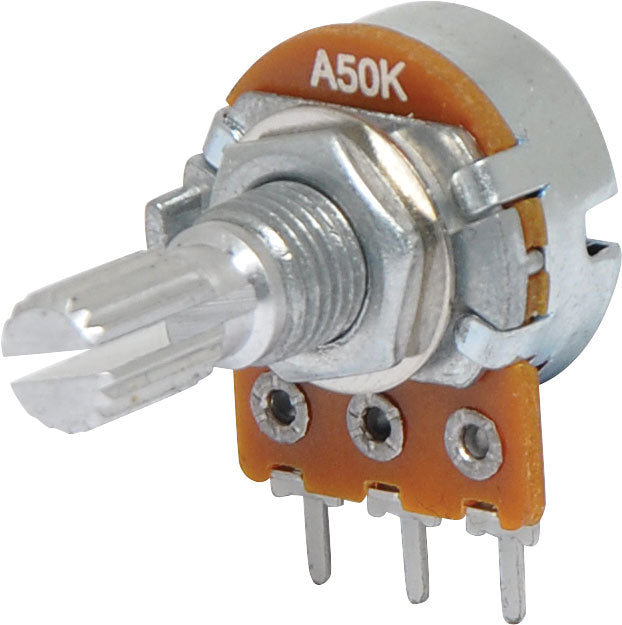 Potentiometer 50k Log 18T Spline 16mm Single Horizontal PCB R2235