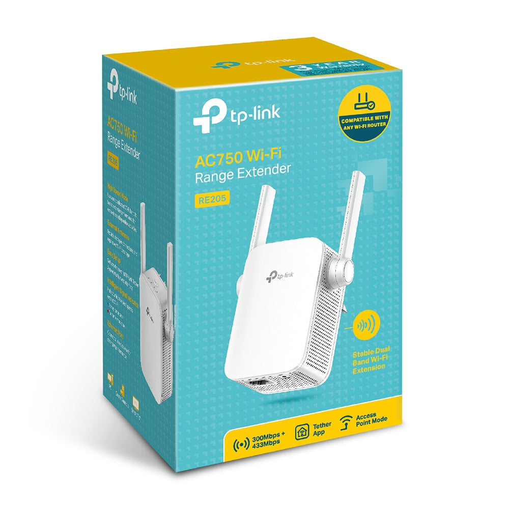 TP-Link RE205 AC750 Mesh Wifi Range Extender Dual Band 2Ghz 5Ghz NWTL-RE205