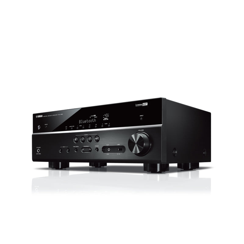 Yamaha Bluetooth compatible 5.1-channel AV receiver with fully discrete configuration and high-quality DACs. RX-V385