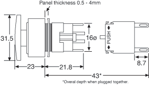 Push Button Switch DPDT Round Green Momentary S0821