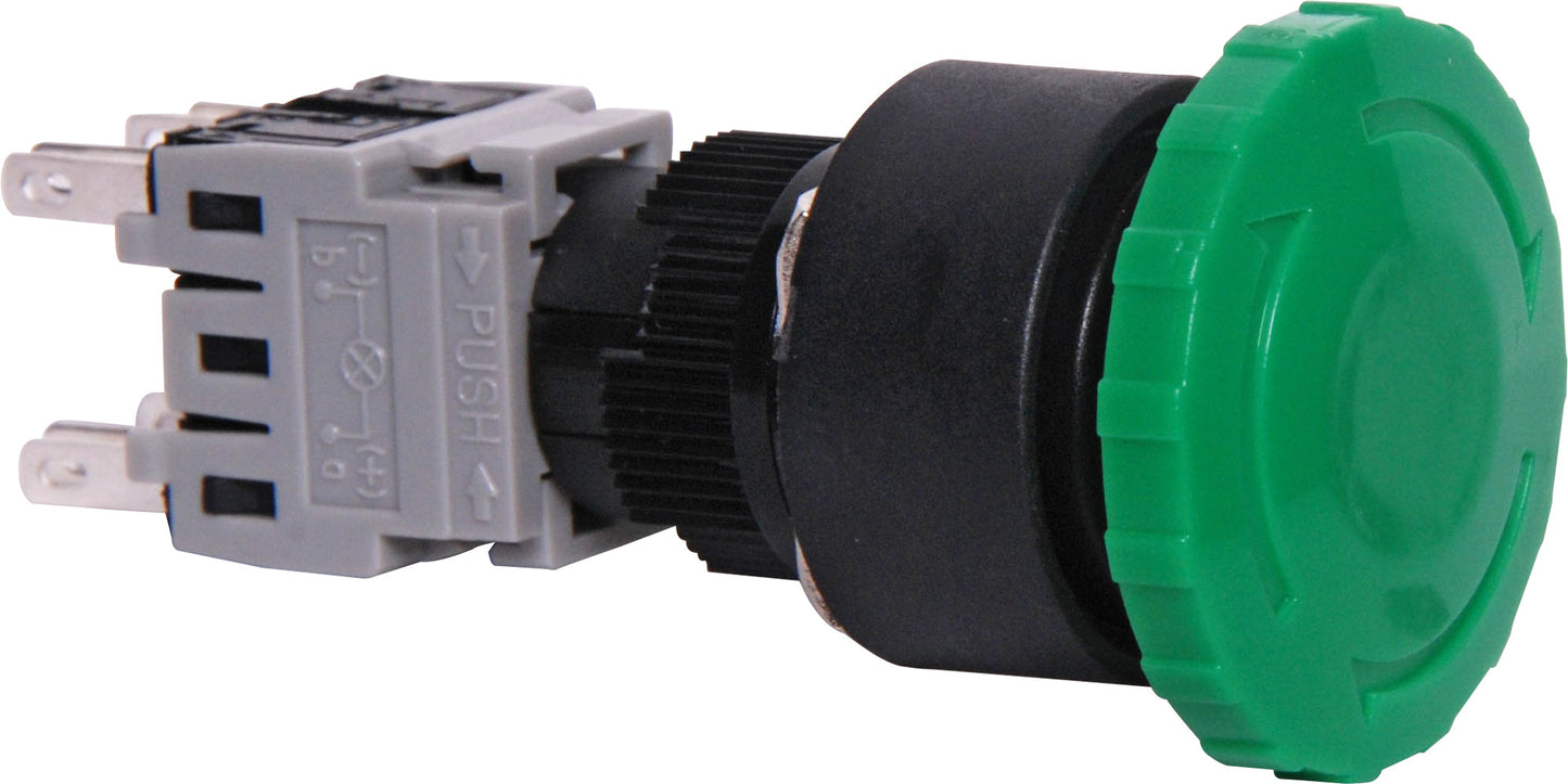 Push Button Switch DPDT Round Green Momentary S0821