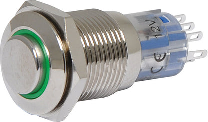 Push Button Switch DPDT Momentary LED Green Solder Tail S0931